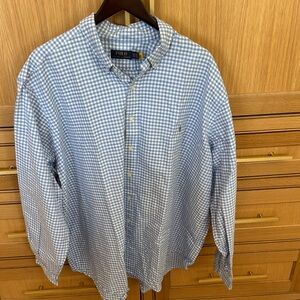 Polo by Ralph Lauren Light Blue and White Gingham Button-Down Shirt